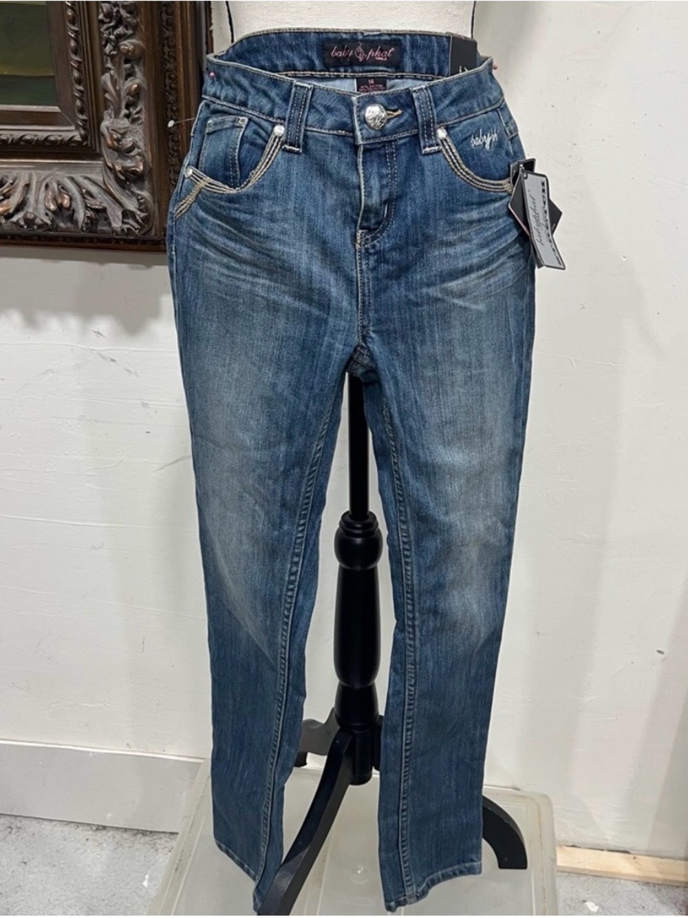 Baby Phat Girls size 14 Blue Boot Cut Jeans with Embroidered Logo